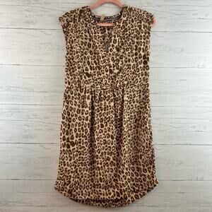 Pilcro Leopard Print Sleeveless Pocket V Neck Dress Size XS